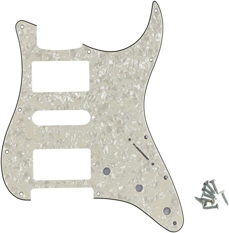 ROZILO Strat HSH Pickguard Pick Guard Scratch Plate with Screws for American/Mexican Standard Strat Modern Style Guitar Replacement Aged Pearl - Image 1